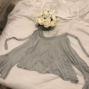 Women’s Grey Tie Crop Top